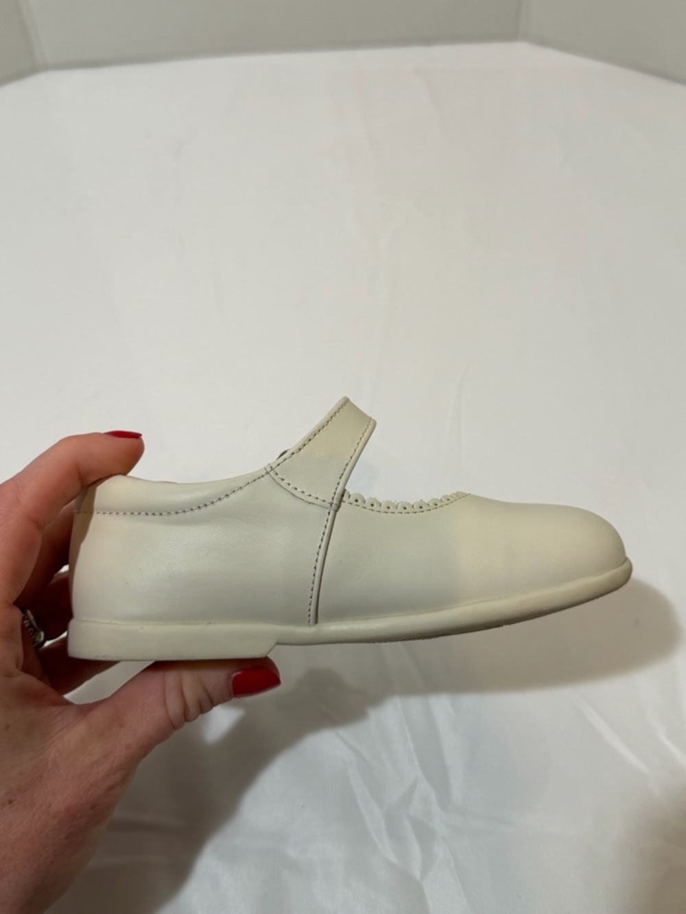 La Coqueta Ivory Nappa Leather Toddler Mary Jane Shoes Size 25 (9 US) - Picture 12 of 17